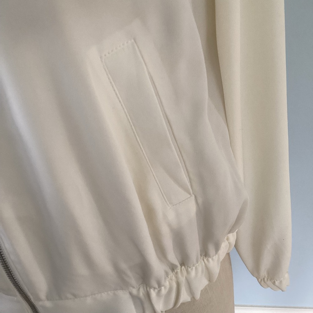 Express Ivory Cream Bomber Zip Up Jacket Size Small - Picture 5 of 12